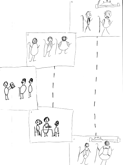 Die Emmaus-J�nger, gemalt im kirchlichen Unterricht